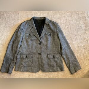 🖤🩶 Talbots Blazer Sz 16 XL Black Gray Career Wool Blend Jacket Timeless Classic